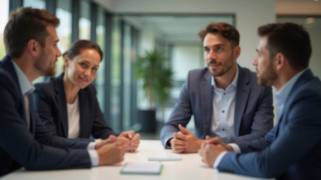 Mehrere Menschen verschiedener Herkunft in einem Konferenzraum, die sich gegenseitig mit offener Körperhaltung und Augenkontakt ansehen