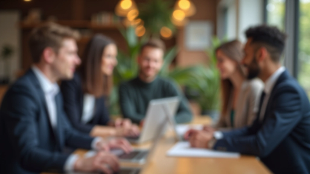 Team-Mitglieder verschiedener Ethnien sitzen gemeinsam an einem Tisch und arbeiten an einem Projekt, lachen zusammen