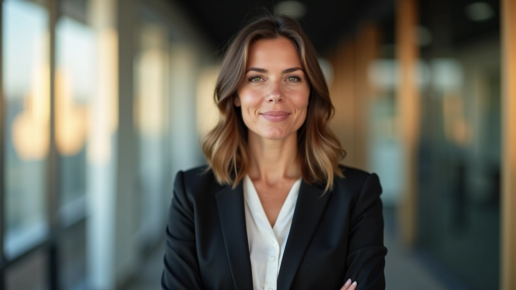 Zwei Geschäftsleute, eine Frau und ein Mann, führen ein Gespräch in einem modernen Büro mit großen Fenstern im Hintergrund
